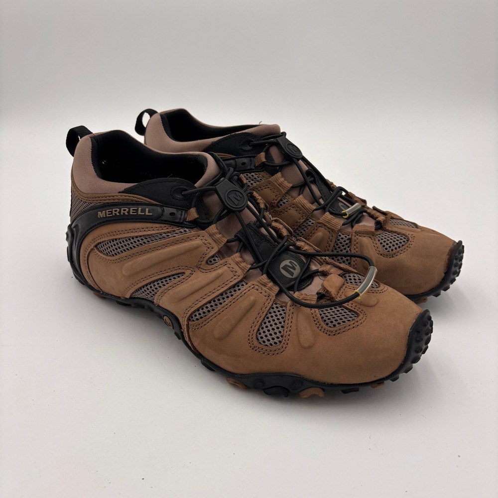 Merrell Chameleon Hiking Shoes Mens 11.5 Brown Suede Mesh Bungee Lace Low Top